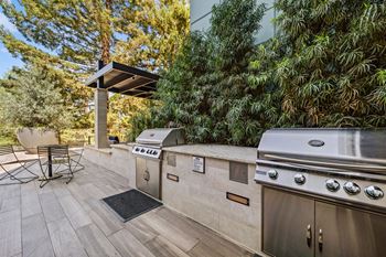 Expansive social courtyards with fire pits, grills, and open-air dining